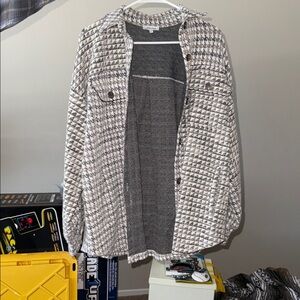 White Birch Black and White Houndstooth Blazer